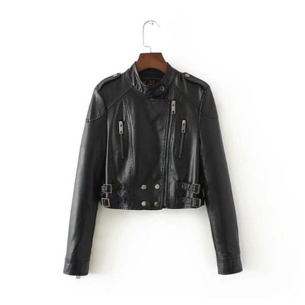 spring women faux leather jacket coats woman short design slim pu coat long sleeve black jackets 210513
spring women faux leather jacket coats woman short design slim pu coat long sleeve black jackets 210513