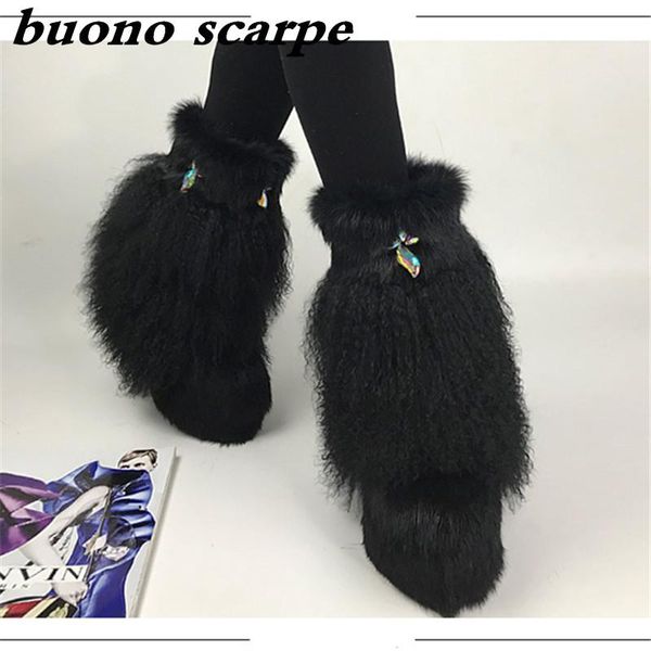 boots winter -style hair beach sheep fur straw shoes leather warm - keeping women's inside increased middle wo, Black
boots winter -style hair beach sheep fur straw shoes leather warm - keeping women's inside increased middle wo, Black