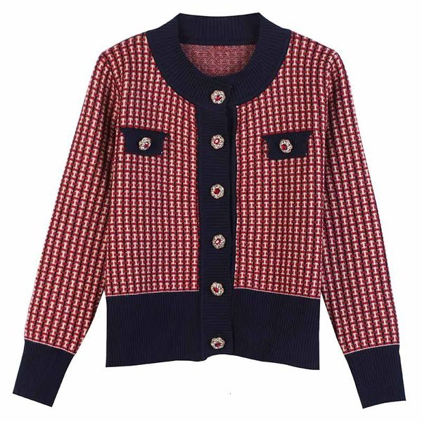 knits red plaid crop fall women cropped sweater coat full round neck buckle knit cardigan elegant, White
knits red plaid crop fall women cropped sweater coat full round neck buckle knit cardigan elegant, White