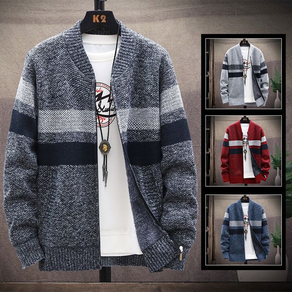 knitted men cardigan zipper striped autumn winter thick et new fashion coat loose sweater male streetwear cardigans, Black;white
knitted men cardigan zipper striped autumn winter thick et new fashion coat loose sweater male streetwear cardigans, Black;white
