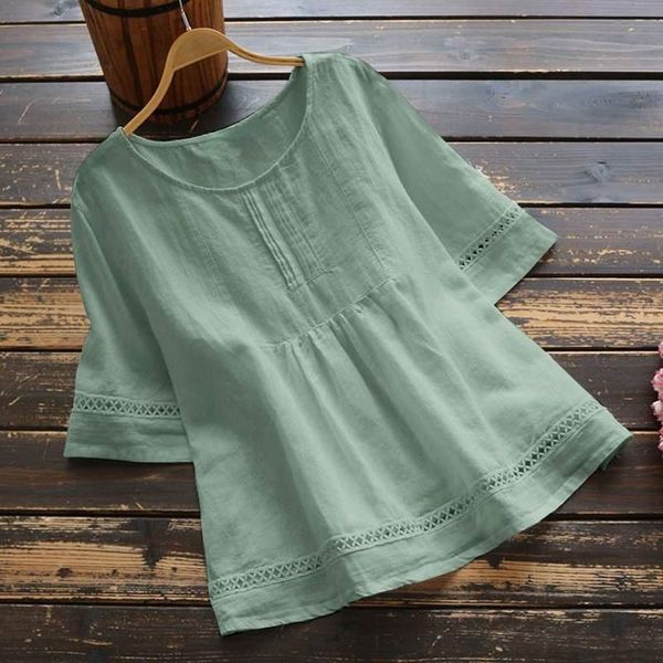 women's blouses & shirts women vintage casual chemise solid color cotton half sleeve o-neck spliced shirt hollow out, White
women's blouses & shirts women vintage casual chemise solid color cotton half sleeve o-neck spliced shirt hollow out, White