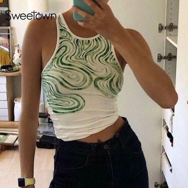 sweetown green wave print y2k tank women spring summer fashion holiday clothes sleeveless slim crop harajuku, Black;white
sweetown green wave print y2k tank women spring summer fashion holiday clothes sleeveless slim crop harajuku, Black;white