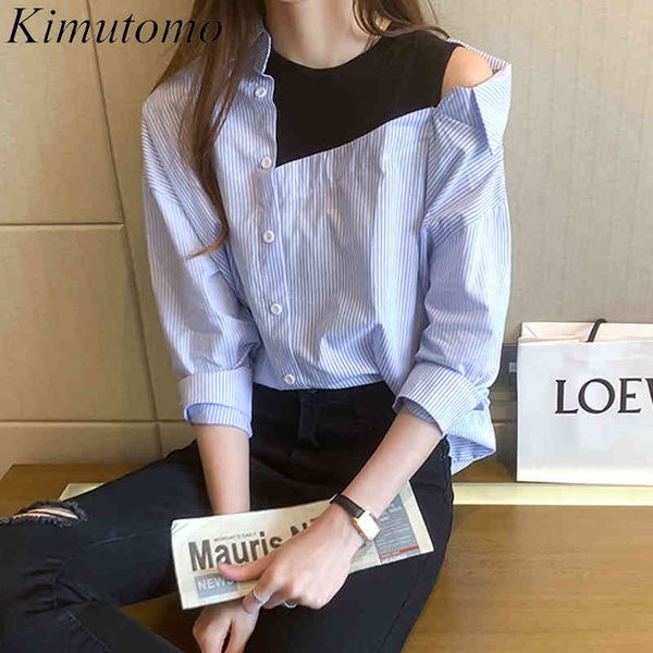 kimutomo irregular striped patchwork blouse women skew collar fake two piece off shoulder breasted shirt outwear chic fashion 210521, White
kimutomo irregular striped patchwork blouse women skew collar fake two piece off shoulder breasted shirt outwear chic fashion 210521, White