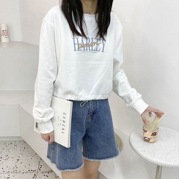 women's knits & tees spring short drawstring woman sweatshirts letter print high waist long sleeve thin sweatshirt round collar co, White
women's knits & tees spring short drawstring woman sweatshirts letter print high waist long sleeve thin sweatshirt round collar co, White