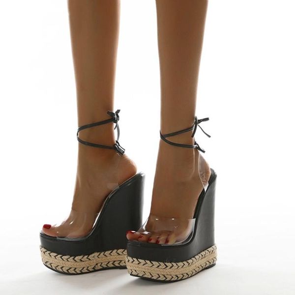 sandals women's wedge 15cm high heel platform thong shoes clear transparent ankle straps gladiator punk roman 2021, Black
sandals women's wedge 15cm high heel platform thong shoes clear transparent ankle straps gladiator punk roman 2021, Black