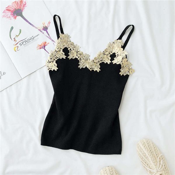 v-neck women's knitted camisole lace stitching slim fit short sleeveless knit bottoming shirt wild ml514 210506, White
v-neck women's knitted camisole lace stitching slim fit short sleeveless knit bottoming shirt wild ml514 210506, White