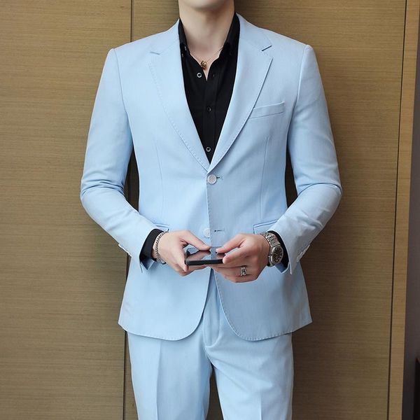 men's suits & blazers autumn and winter two-piece set luxury men wedding man work clothes light blue business fashion, White;black
men's suits & blazers autumn and winter two-piece set luxury men wedding man work clothes light blue business fashion, White;black