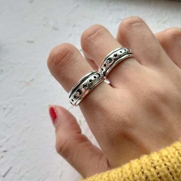 cluster rings 1pc retro 100% authentic s925 sterling silver rotate moon star band ring fine jewelry punk rock creative elegant design j195, Golden;silver
cluster rings 1pc retro 100% authentic s925 sterling silver rotate moon star band ring fine jewelry punk rock creative elegant design j195, Golden;silver