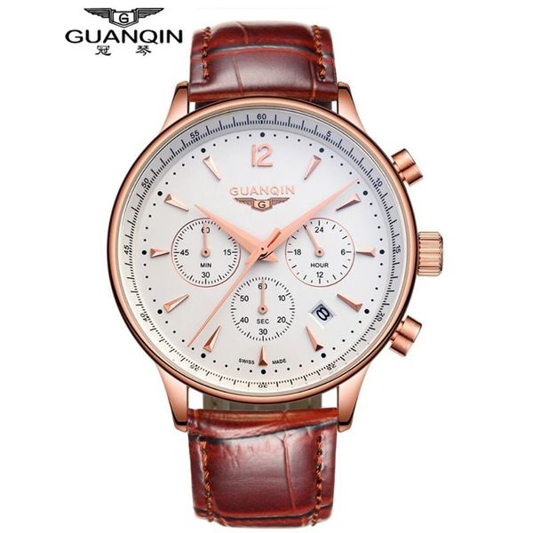 wristwatches guanqin men watches luxury chronograph sport quartz watch waterproof 50m classics casual retro leather strap wristwatch, Slivery;brown
wristwatches guanqin men watches luxury chronograph sport quartz watch waterproof 50m classics casual retro leather strap wristwatch, Slivery;brown
