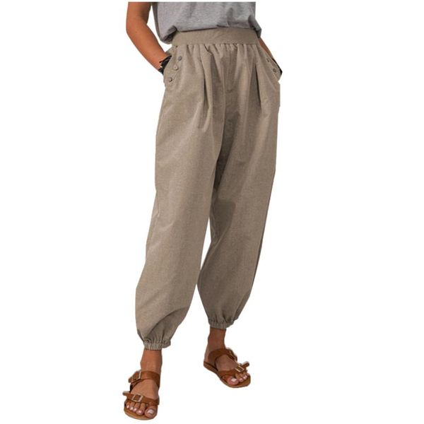 women's pants & capris cotton linen 2021 trousers pure color elastic waist female fashion tie feet casual summer, Black;white
women's pants & capris cotton linen 2021 trousers pure color elastic waist female fashion tie feet casual summer, Black;white