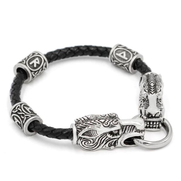 link, chain viking wolf head with rune beads amulet bracelet 3 size 21cm 23cm 25cm, Black
link, chain viking wolf head with rune beads amulet bracelet 3 size 21cm 23cm 25cm, Black