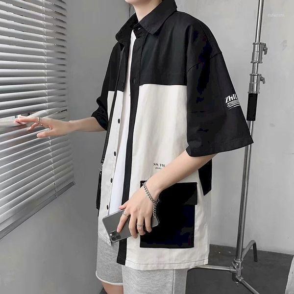men's shirts trend asymmetric long sleeve striped shirt short male handsome retro korean mens casual, White;black
men's shirts trend asymmetric long sleeve striped shirt short male handsome retro korean mens casual, White;black