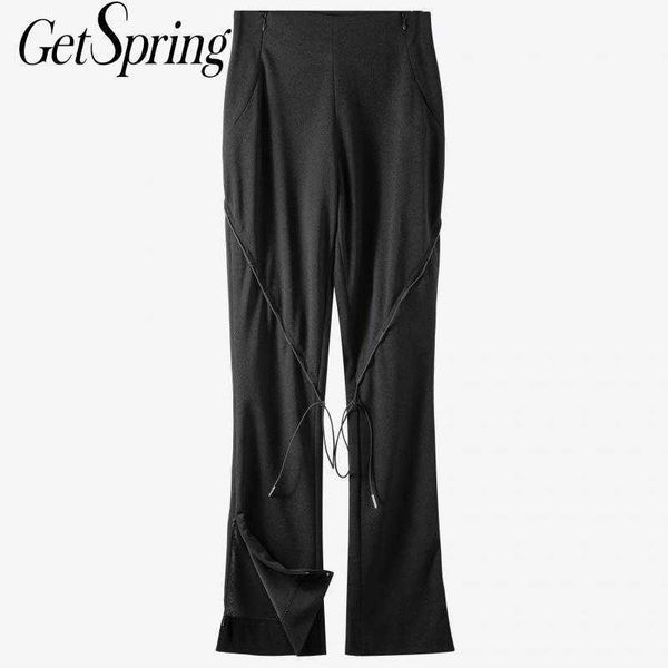 getspring women pants bandage split black high waist all math vintage long trousers 210601, Black;white
getspring women pants bandage split black high waist all math vintage long trousers 210601, Black;white