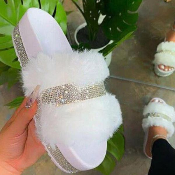 slippers 2021 bling women's plush fur slides rhinestones outdoor women platform sandals fluffy casual shoes furry xx502, Black
slippers 2021 bling women's plush fur slides rhinestones outdoor women platform sandals fluffy casual shoes furry xx502, Black