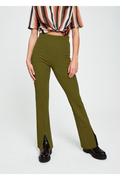 women's leggings green leg slit studded spanish tights dmks-000000020, Black
