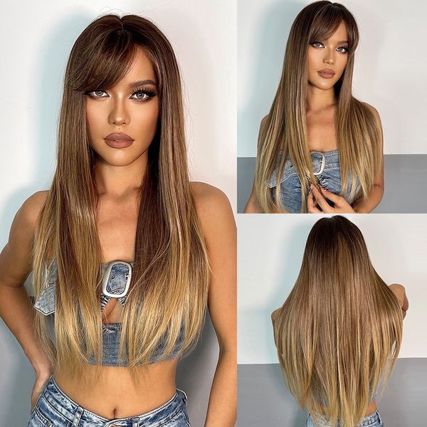 long straight brown ombre synthetic wigs for women natural hair straight wigs with bangs cosplay wigs heat resistant, Black
long straight brown ombre synthetic wigs for women natural hair straight wigs with bangs cosplay wigs heat resistant, Black