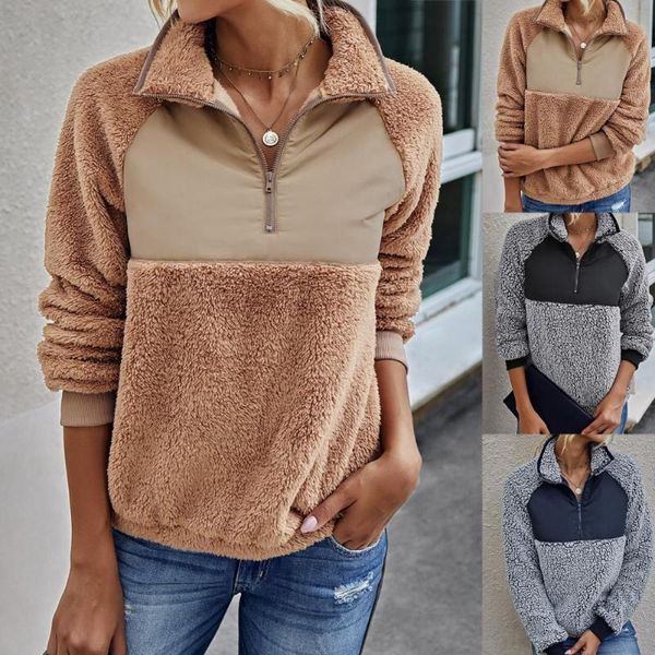 women's hoodies & sweatshirts autumn winter women warm outwear patchwork plush blouse long sleeve pullover stand collar sweatshirt, Black
women's hoodies & sweatshirts autumn winter women warm outwear patchwork plush blouse long sleeve pullover stand collar sweatshirt, Black