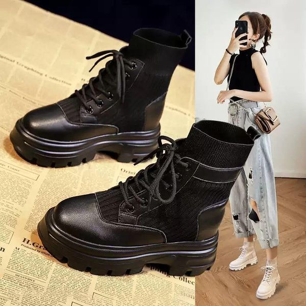 boots real soft leather women female british style 2021 winter casual shoes increased thick-soled short, Black
boots real soft leather women female british style 2021 winter casual shoes increased thick-soled short, Black