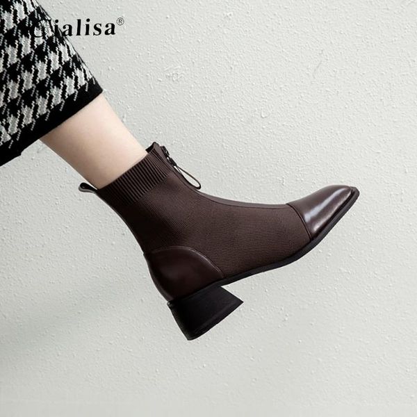 boots cialisa women ankle design genuine leather zipper round toe patchwork boot fashion autumn winter mid heels shoes, Black
boots cialisa women ankle design genuine leather zipper round toe patchwork boot fashion autumn winter mid heels shoes, Black