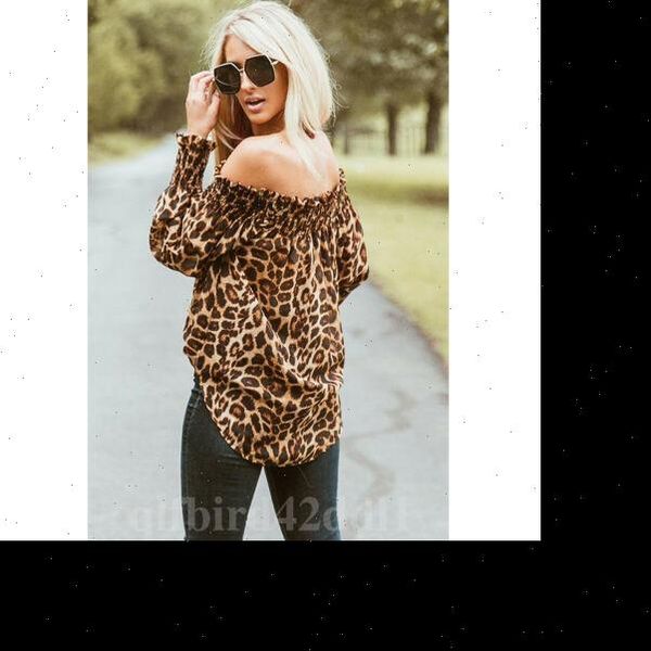 leopard print long sleeve womens shirt off shoulder party club summer casual female clothes ale, White
leopard print long sleeve womens shirt off shoulder party club summer casual female clothes ale, White