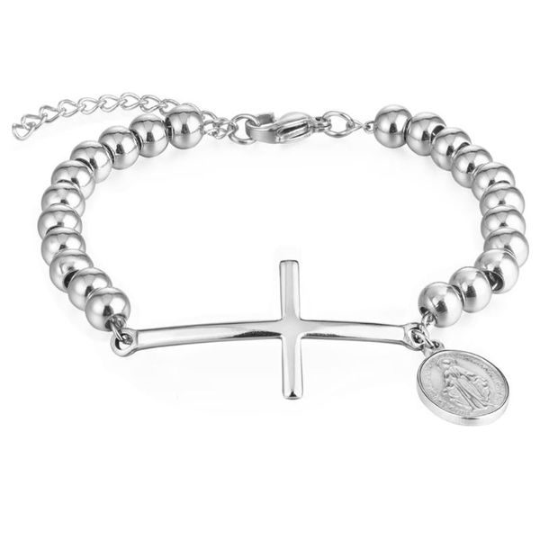 beaded, strands delicate trendy jewelry for women girl silver tone round stainless steel beads christian cross quality year lover gift fc214, Black 
beaded, strands delicate trendy jewelry for women girl silver tone round stainless steel beads christian cross quality year lover gift fc214, Black