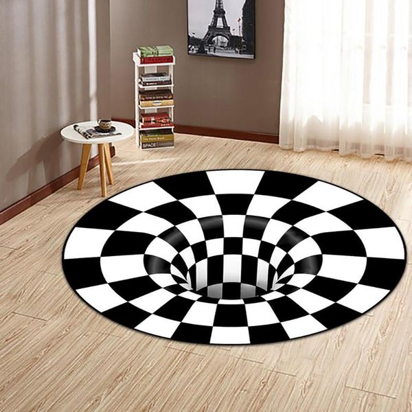 round 3d vortex illusion rug print swirl bottomless hole carpet white black geometric optical floor mat living room decor pad carpets 
round 3d vortex illusion rug print swirl bottomless hole carpet white black geometric optical floor mat living room decor pad carpets