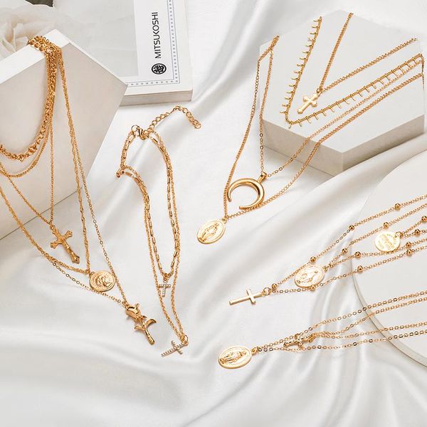 chains bohemian cross necklaces for women men multilayer fashion pendant vintage gold chokers necklace portrait 2021 trendy jewelry, Silver
chains bohemian cross necklaces for women men multilayer fashion pendant vintage gold chokers necklace portrait 2021 trendy jewelry, Silver
