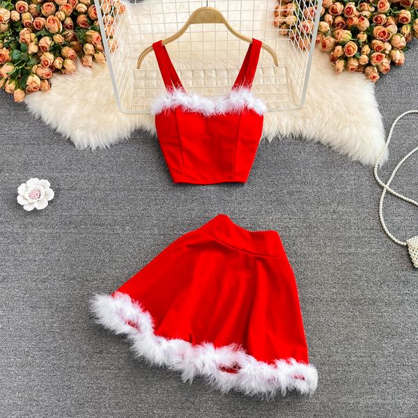 summer pink/red party two piece dress women elegant spaghetti strap camis + high waist mini skirt female club sets christmas 2022, White
summer pink/red party two piece dress women elegant spaghetti strap camis + high waist mini skirt female club sets christmas 2022, White