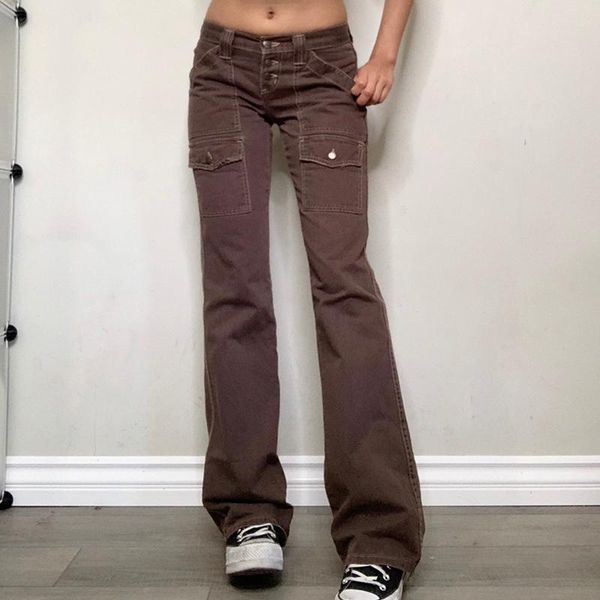 women's jeans brown vintage baggy women 90s streetwear pockets wide leg cargo pants low waist straight denim trousers 2021, Blue
women's jeans brown vintage baggy women 90s streetwear pockets wide leg cargo pants low waist straight denim trousers 2021, Blue