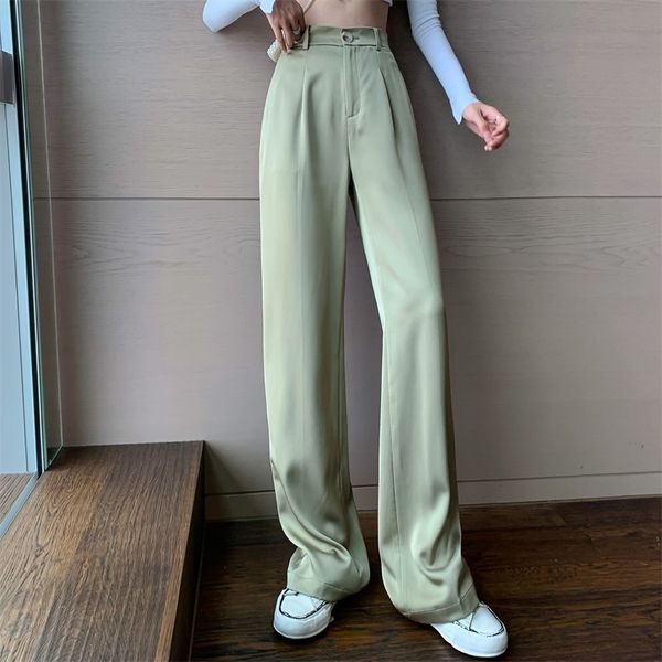 spring summer vintage women's satin pants solid color wide-leg trouser female high-waist straight suit korean clothes 210514, Black;white
spring summer vintage women's satin pants solid color wide-leg trouser female high-waist straight suit korean clothes 210514, Black;white