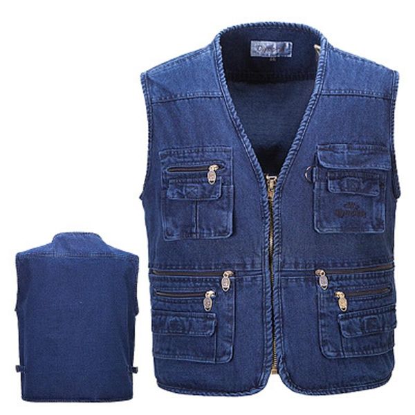 men's vests big size v-neck classic multi denim work vest mens solid casual waistcoat with many pockets fishing sleeveless jacket, Black;white
men's vests big size v-neck classic multi denim work vest mens solid casual waistcoat with many pockets fishing sleeveless jacket, Black;white