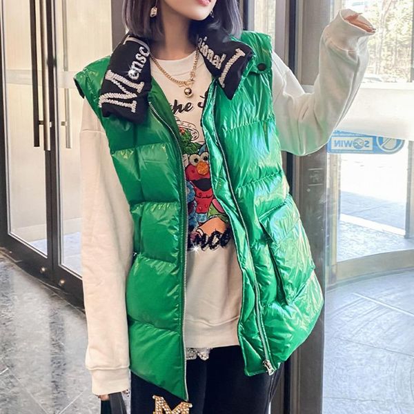women's vests xuxi stand collar down vest women 2021 winter white duck bright waistcoat, streetwear sleeveless coat e3287, Black;white
women's vests xuxi stand collar down vest women 2021 winter white duck bright waistcoat, streetwear sleeveless coat e3287, Black;white