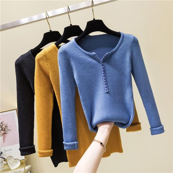 women's sweaters single breasted women full sleeve button v-neck sweater 2021 knitted basic elasticity pullovers autumn winter, White;black
women's sweaters single breasted women full sleeve button v-neck sweater 2021 knitted basic elasticity pullovers autumn winter, White;black