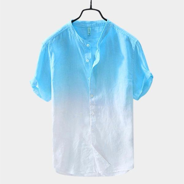 men's casual shirts 2021 short sleeve gradient summer shirt male color matching slim fit lapel men clothing, White;black
men's casual shirts 2021 short sleeve gradient summer shirt male color matching slim fit lapel men clothing, White;black