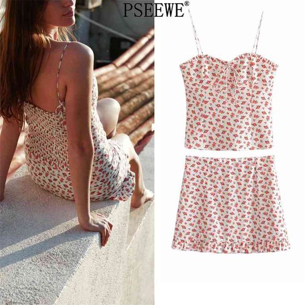 women set skirt and woman outfits summer floral crop cami female two piece ruffle mini skirts suits 210519, White
women set skirt and woman outfits summer floral crop cami female two piece ruffle mini skirts suits 210519, White