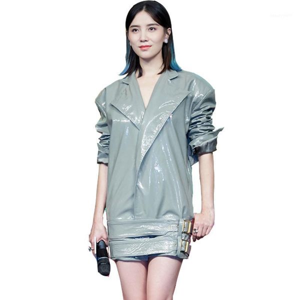 fashion pure color long irregular shiny pu leather jacket locomotive was thin female motorcyle jackets f2148 women's & faux, Black
fashion pure color long irregular shiny pu leather jacket locomotive was thin female motorcyle jackets f2148 women's & faux, Black