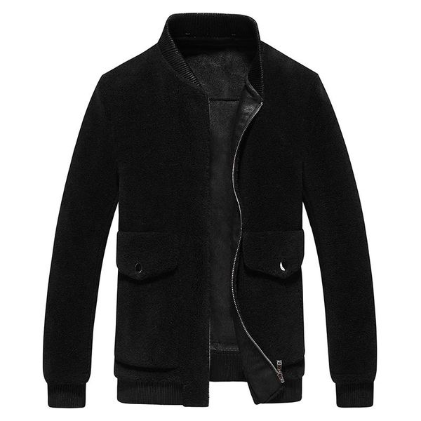 men's leather & faux 2021 wear sheep shearing overcoat short zipper wool and fur loose coat, Black
men's leather & faux 2021 wear sheep shearing overcoat short zipper wool and fur loose coat, Black