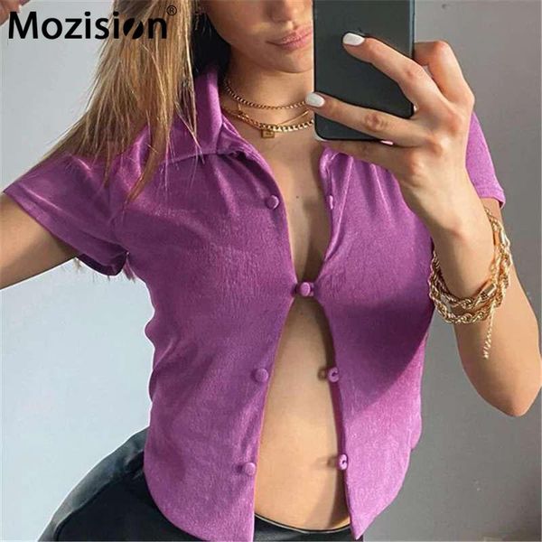 women's t-shirt mozision shorts sleeve women 2021 summer turn-down collar single-breasted ladies slim tee shirt fashion, White
women's t-shirt mozision shorts sleeve women 2021 summer turn-down collar single-breasted ladies slim tee shirt fashion, White