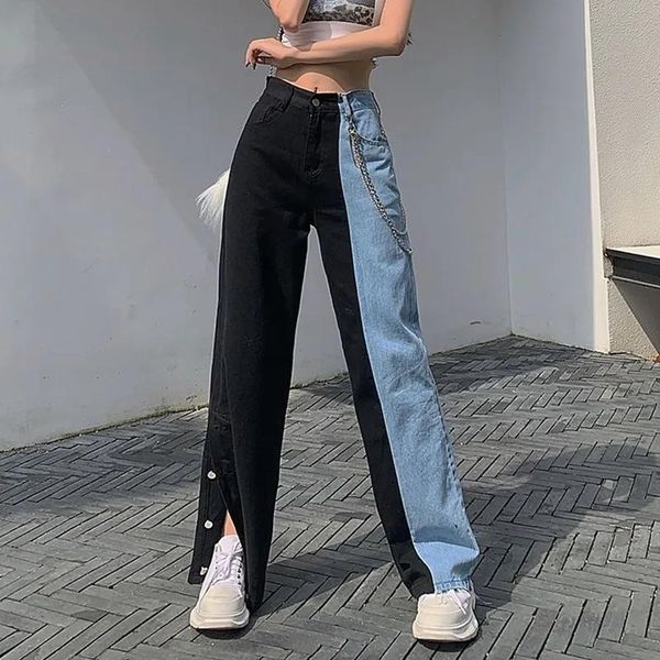 women's jeans high waist women trousers split clothes wide leg jean vintage woman denim long pants autumn cowboy female loose streetwea, Blue
women's jeans high waist women trousers split clothes wide leg jean vintage woman denim long pants autumn cowboy female loose streetwea, Blue