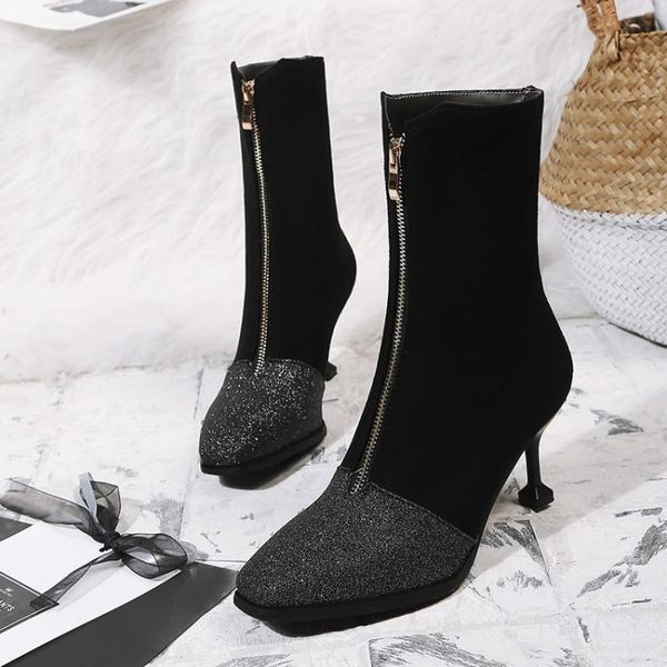 boots big size 9 10 11-15 women shoes ankle for ladies front zipper stitching sequins, Black
boots big size 9 10 11-15 women shoes ankle for ladies front zipper stitching sequins, Black