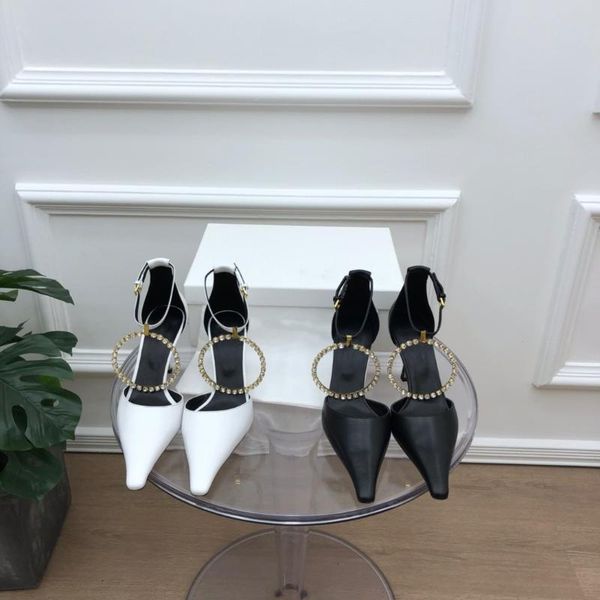 dress shoes super-high heels pointed toe genuine leather sandals modern party evening metal decoration crystal women's pumps, Black
dress shoes super-high heels pointed toe genuine leather sandals modern party evening metal decoration crystal women's pumps, Black