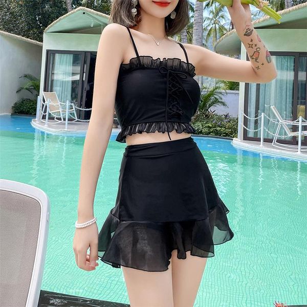 women's swimwear ruffles bandage bikini women vest + short skirt with lining two piece set bathing suits push up beach wear swimsuit, White;black
women's swimwear ruffles bandage bikini women vest + short skirt with lining two piece set bathing suits push up beach wear swimsuit, White;black