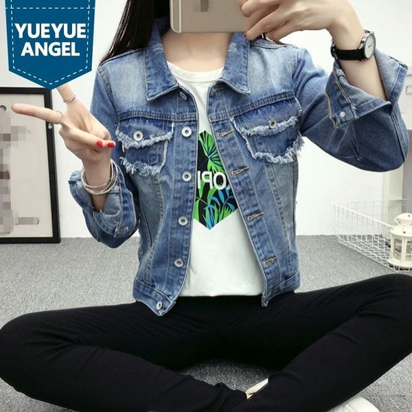 women's jackets torn hole of women in vintage short jackets single breasted turn collar down autumn fashion korean style jean women, Black;brown
women's jackets torn hole of women in vintage short jackets single breasted turn collar down autumn fashion korean style jean women, Black;brown