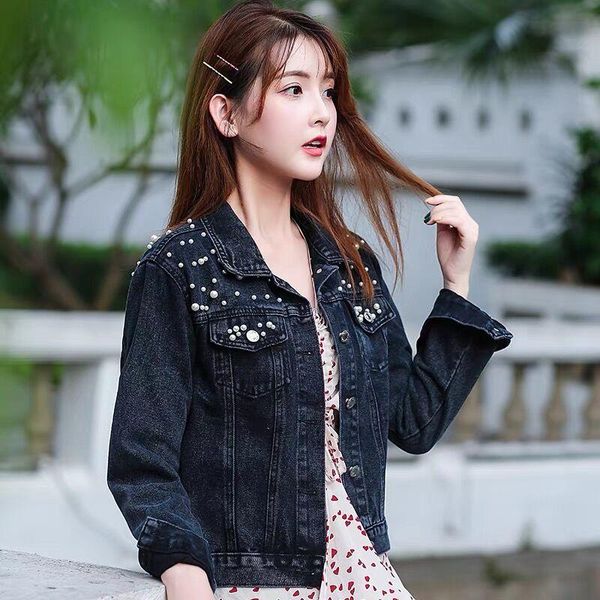 women's jackets 2021 spring pearl beading crop denim women 5xl casual jeans bomber jacket long sleeve coat korean plus, Black;brown
women's jackets 2021 spring pearl beading crop denim women 5xl casual jeans bomber jacket long sleeve coat korean plus, Black;brown