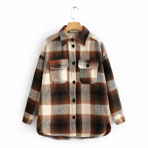 vintage chic contrast colors patchwork plaid jacket stylish women pockets turn-down collar coat casual girls streetwear1, Black;brown
vintage chic contrast colors patchwork plaid jacket stylish women pockets turn-down collar coat casual girls streetwear1, Black;brown