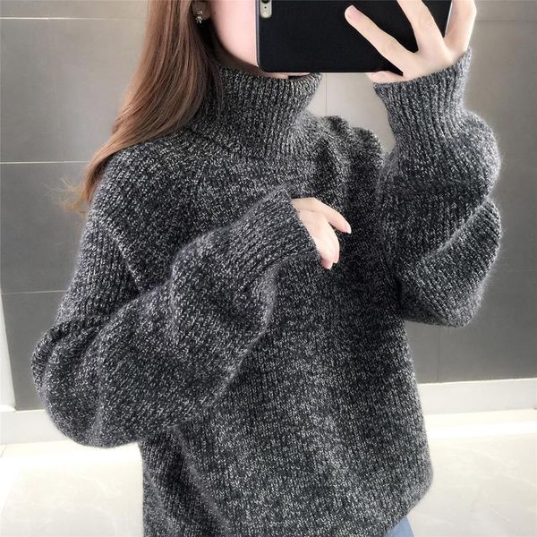 women's sweaters turtleneck thicken warm knitted women sweater and pullovers solid long-sleeved casual all match female pulls outwear, White;black
women's sweaters turtleneck thicken warm knitted women sweater and pullovers solid long-sleeved casual all match female pulls outwear, White;black