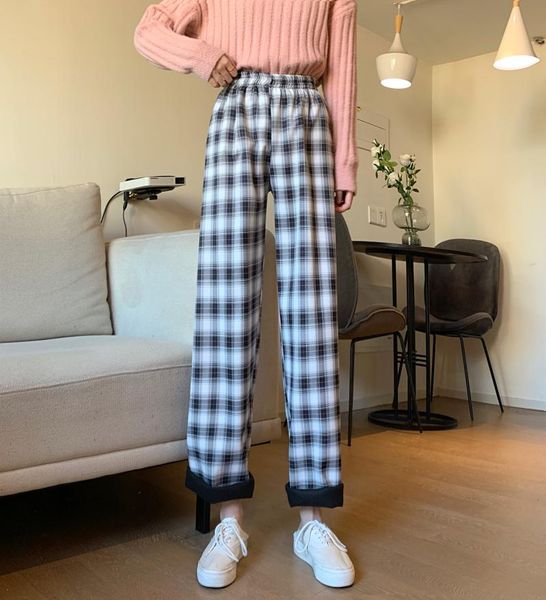 autumn and winter korean of the high waist plus velvet thick plaid wide-leg casual trousers women women's pants & capris, Black;white
autumn and winter korean of the high waist plus velvet thick plaid wide-leg casual trousers women women's pants & capris, Black;white