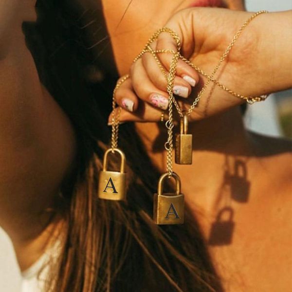 pendant necklaces a-z initial padlock necklace for women stainless steel chain collares 26 letters lock jewelry gifts wholesale, Silver
pendant necklaces a-z initial padlock necklace for women stainless steel chain collares 26 letters lock jewelry gifts wholesale, Silver
