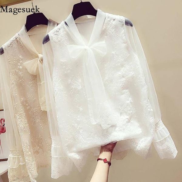 korean 2021 spring flare sleeve loose white lace female bottoming shirt fashion embroidery bow tie o-neck mesh blouse 12474 women's blo
korean 2021 spring flare sleeve loose white lace female bottoming shirt fashion embroidery bow tie o-neck mesh blouse 12474 women's blo