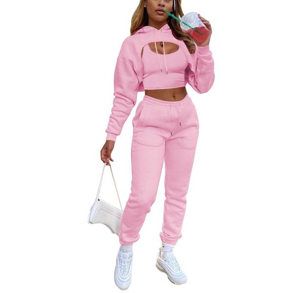 women's two piece pants 3 pcs women solid color outfits adults long sleeve drawstring hoodie + tank trousers with pockets, White
women's two piece pants 3 pcs women solid color outfits adults long sleeve drawstring hoodie + tank trousers with pockets, White